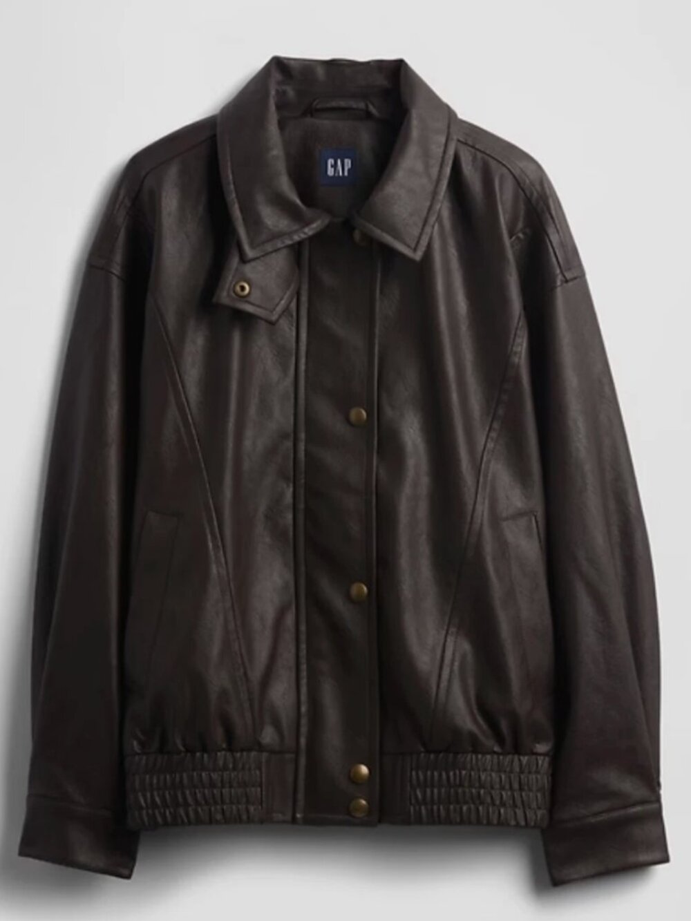 GAP Oversized Vegan Leather Jacket in Terra Brown